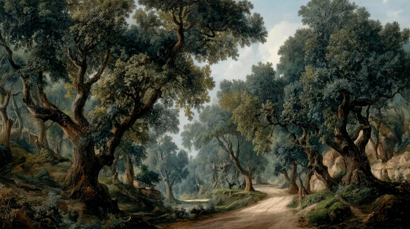 Panoramic Blush Enchanted Forest Wall Mural