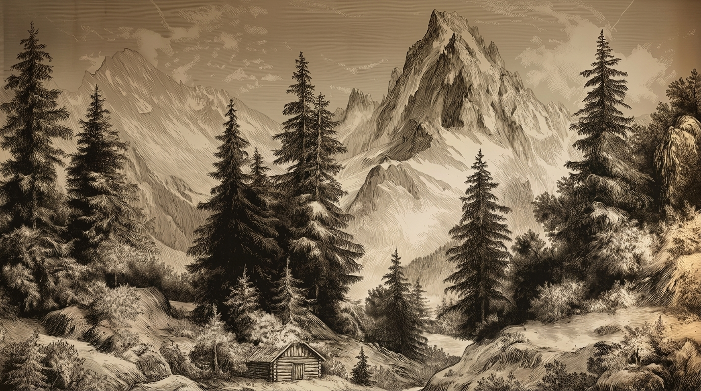 Panoramic Woodland Retreat Wall Mural