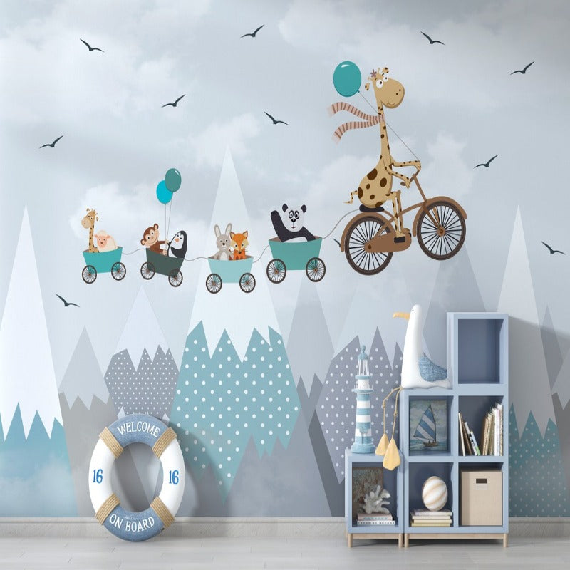 Classic Baby Wallpaper <br/> Flying Blue Balloon | Murals Wallpaper
