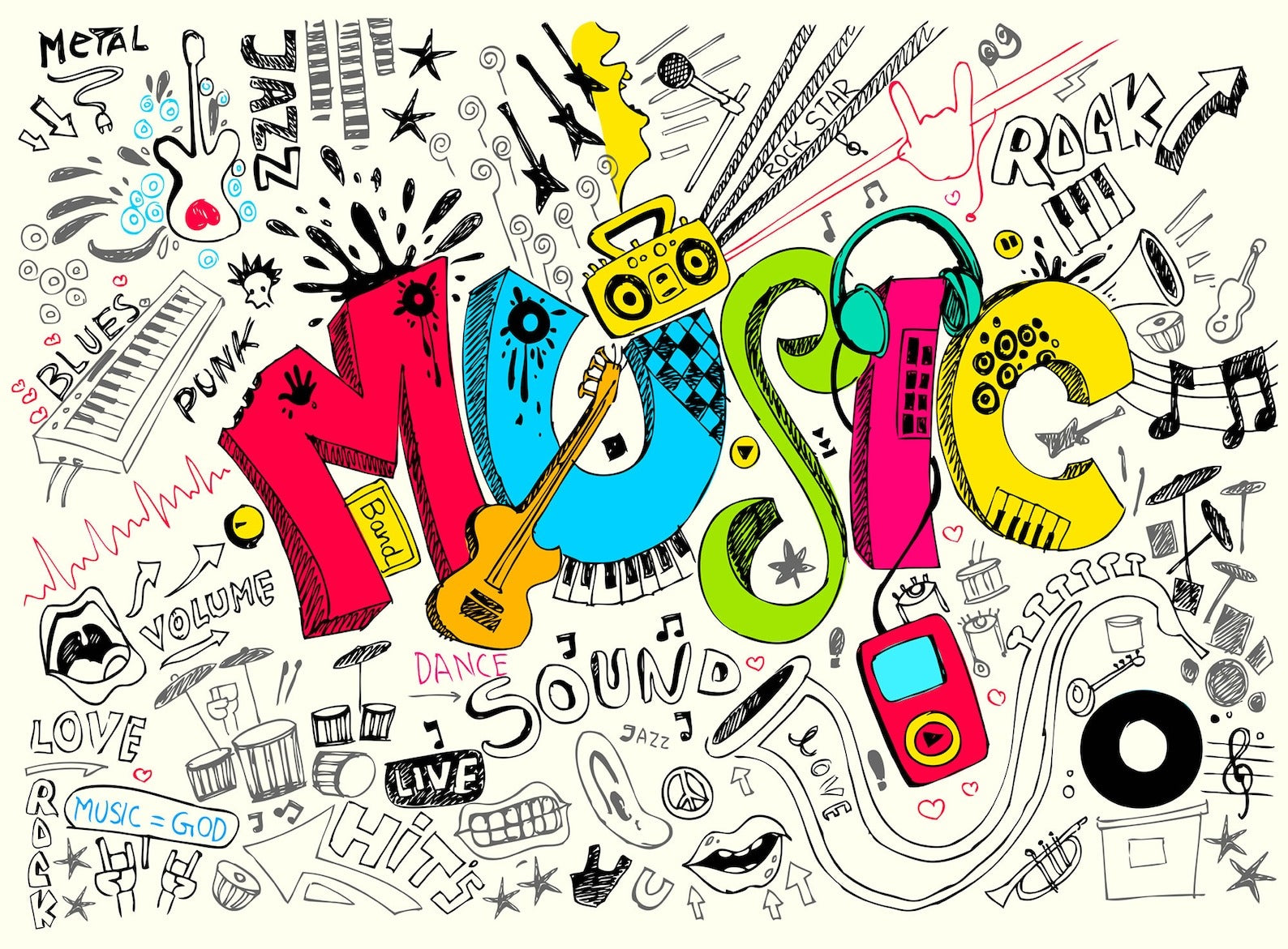 Musik-Hintergrundbild Panorama-Tag | Wandbilder-Hintergrundbild