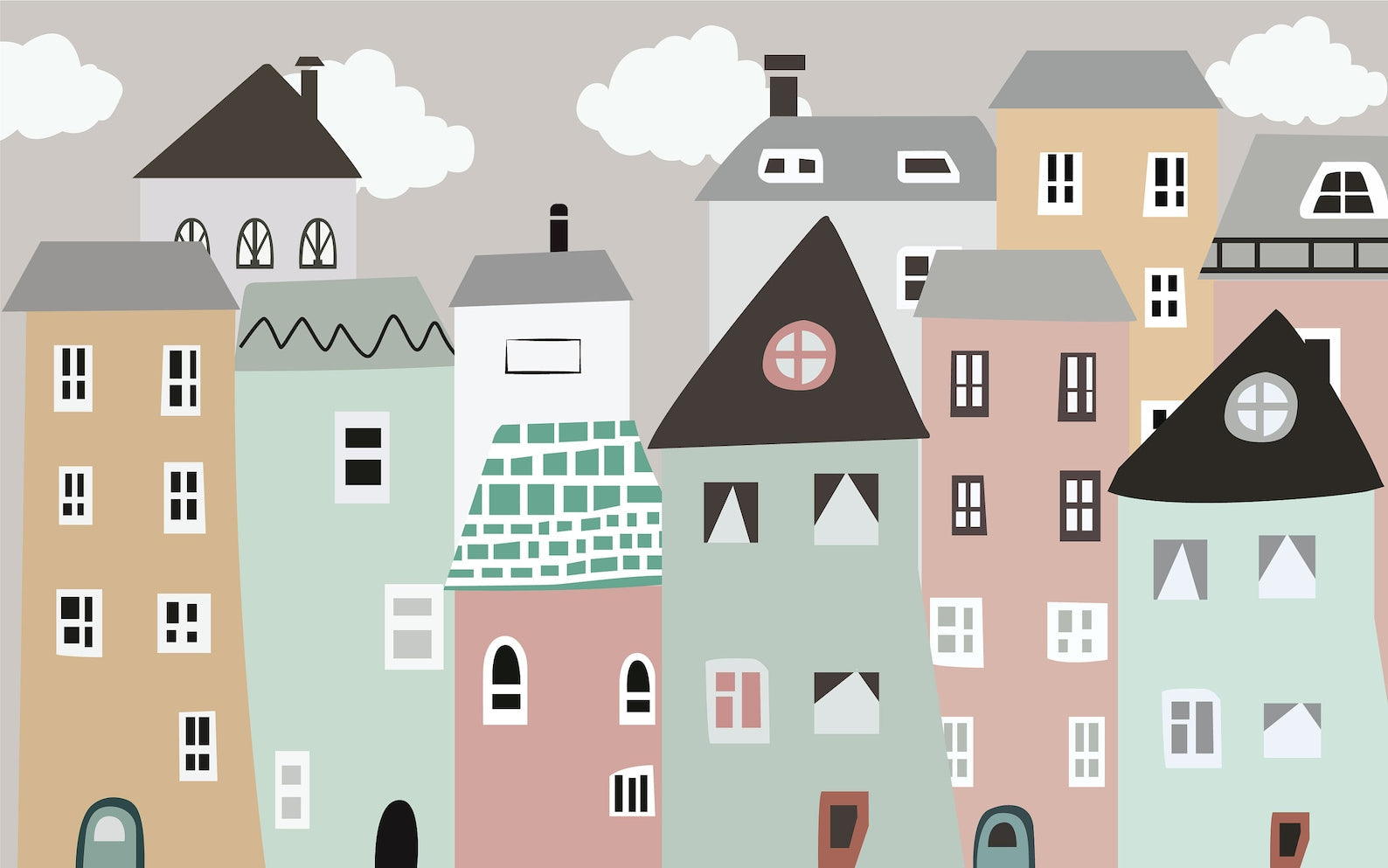 Classic Baby Wallpaper Little Houses | Murals Wallpaper