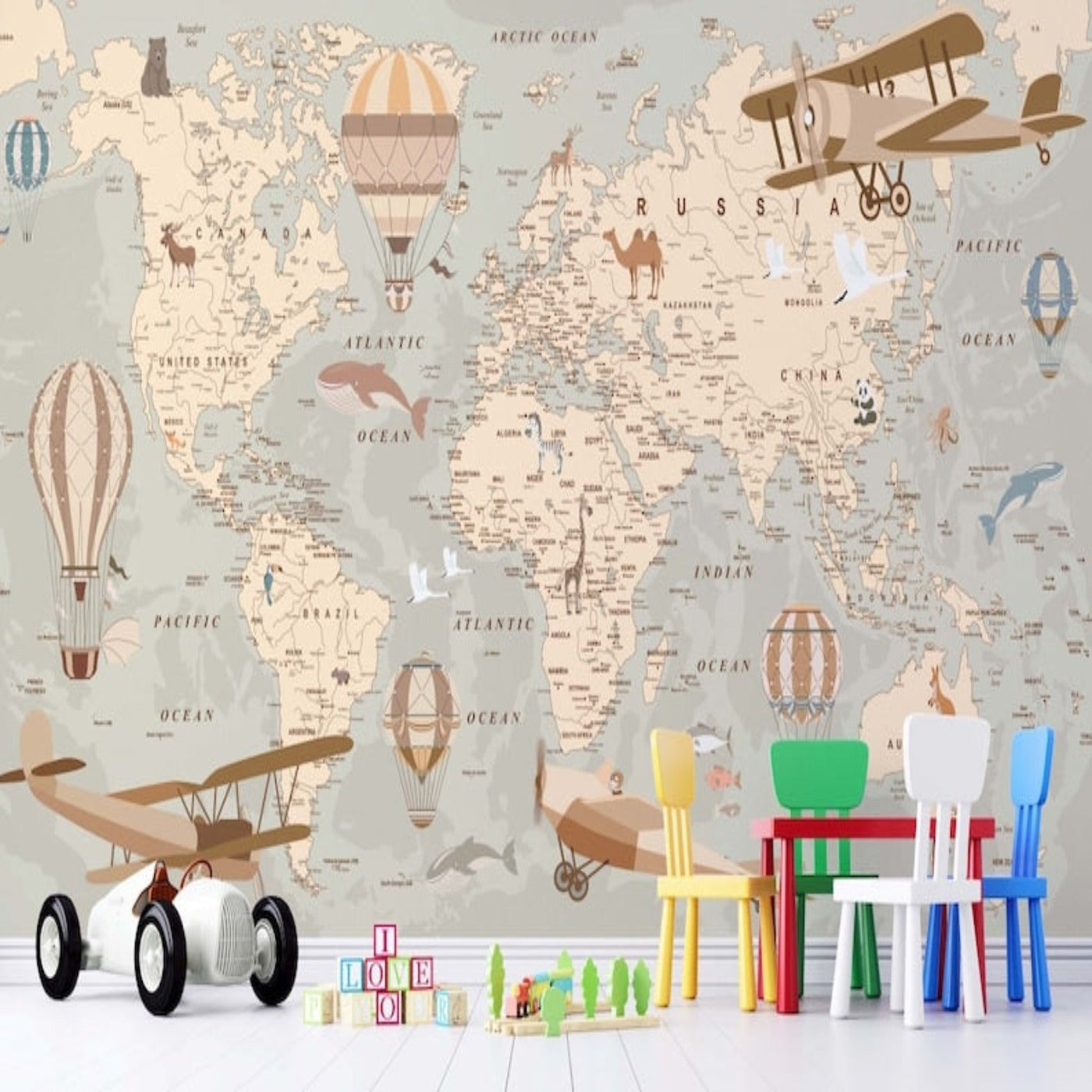 World Map Wallpaper <br/> Soft Map | Murals Wallpaper