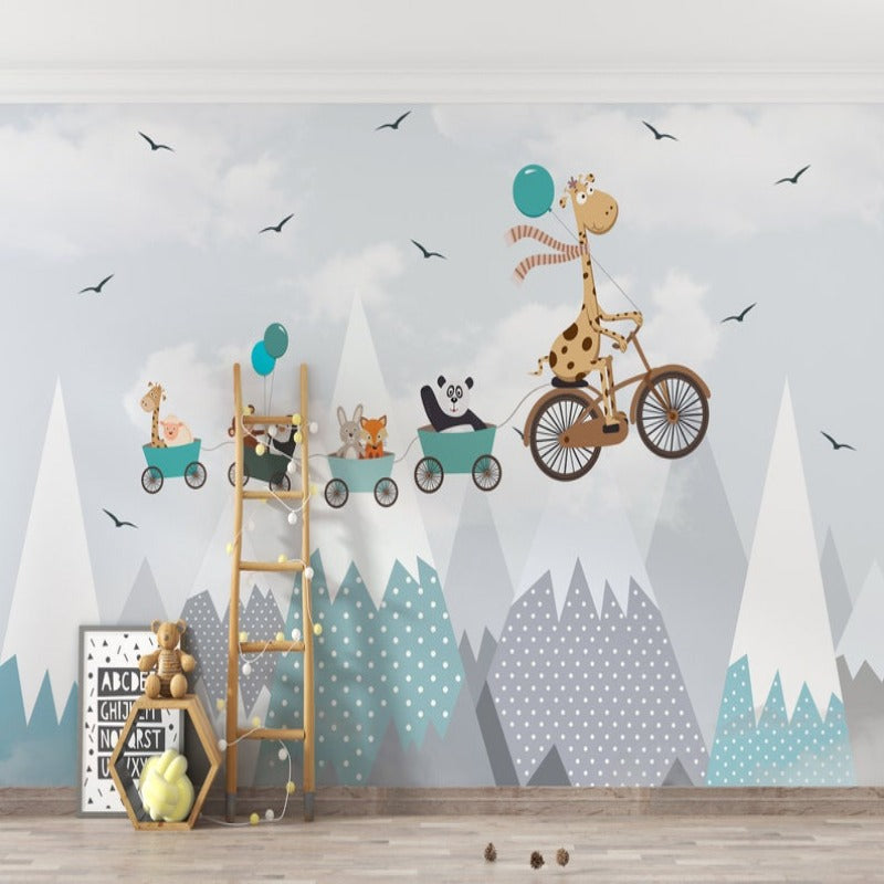 Classic Baby Wallpaper <br/> Flying Blue Balloon | Murals Wallpaper