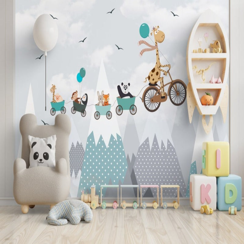 Classic Baby Wallpaper <br/> Flying Blue Balloon | Murals Wallpaper