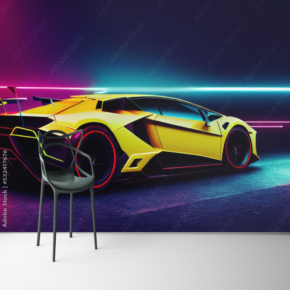 Car Wallpaper <br/> Yellow Lamborghini | Murals Wallpaper