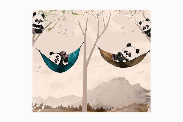 Animal Wallpaper <br/> Baby Panda and Hammock | Murals Wallpaper