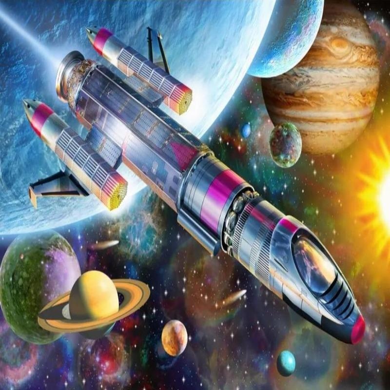 3D-Raumschiff-Tapete | Wandbildtapete