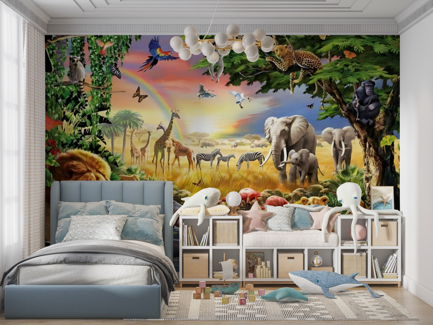 Wandbild-Tapete mit Savannentiermotiv