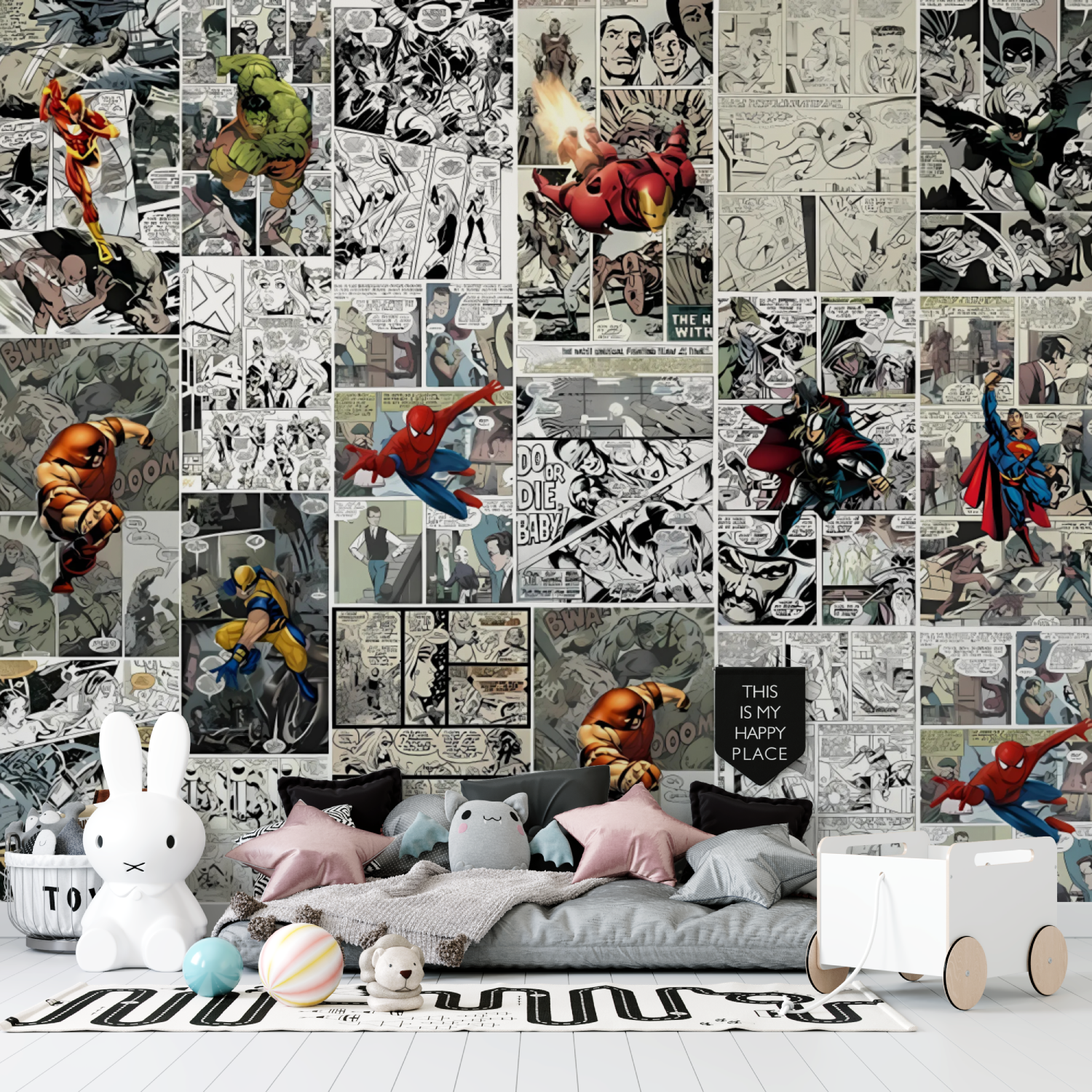 Wandbild-Tapete im Marvel-Comic-Stil