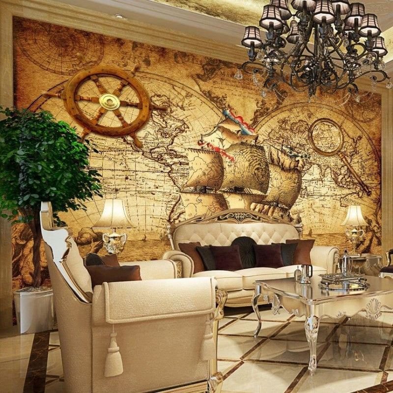 Vintage World Map Wallpaper | Murals Wallpaper