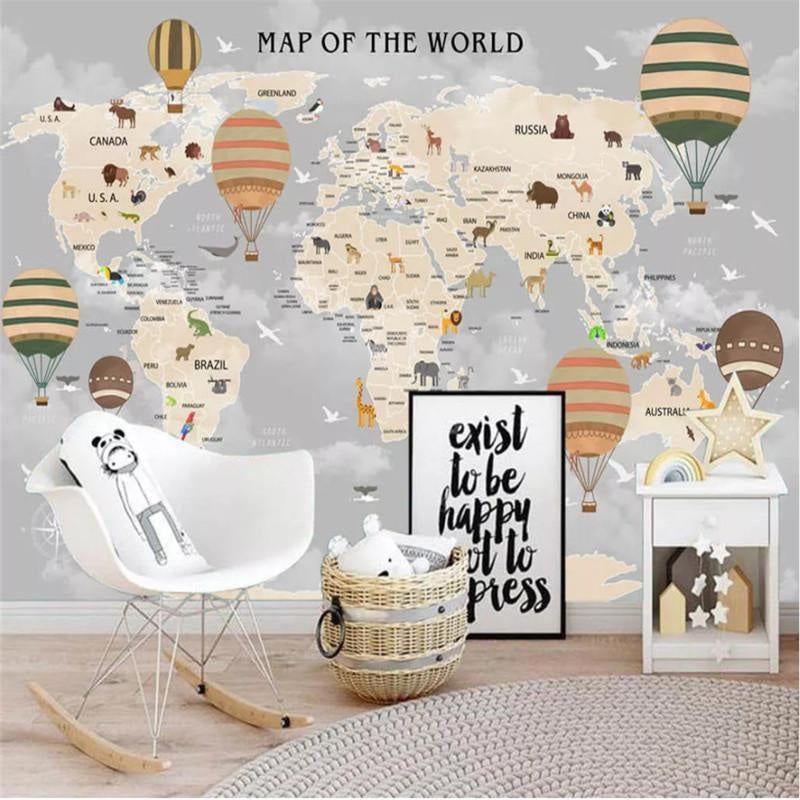 World Map Wallpaper for Bedroom | Murals Wallpaper
