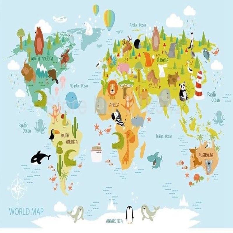 World Map Wallpaper Bedroom Decor | Murals Wallpaper