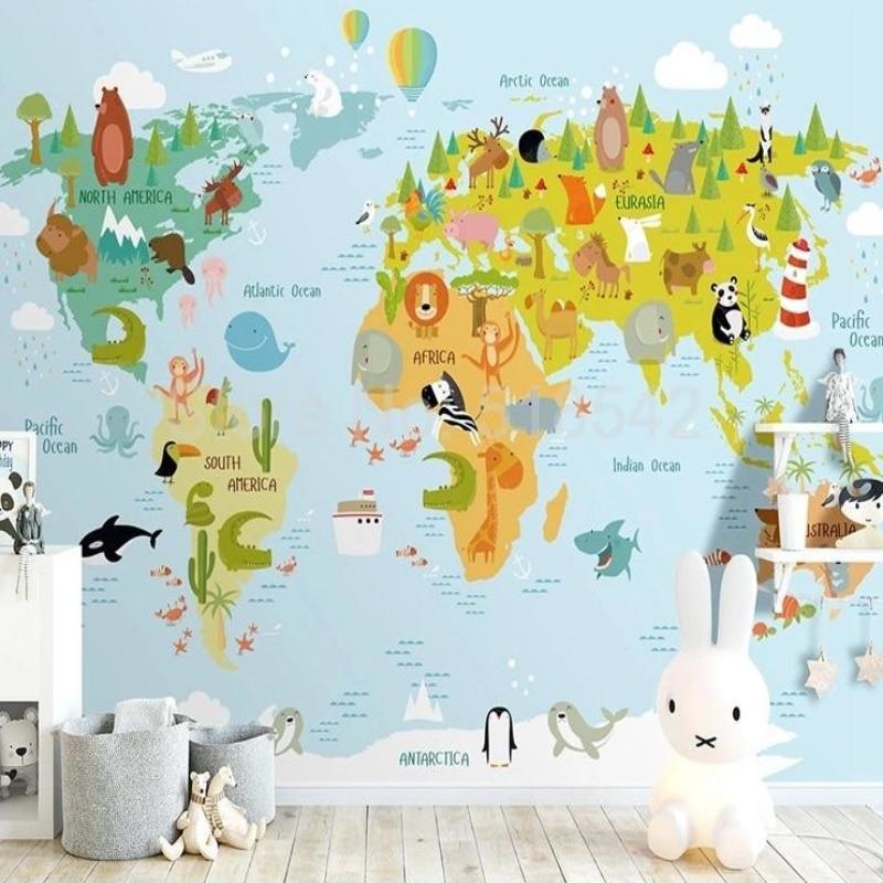 World Map Wallpaper Bedroom Decor | Murals Wallpaper