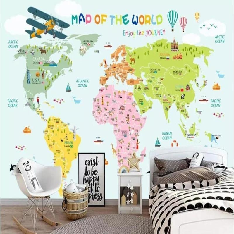 Educational World Map Wallpaper | Murals Wallpaper