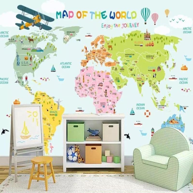 Educational World Map Wallpaper | Murals Wallpaper