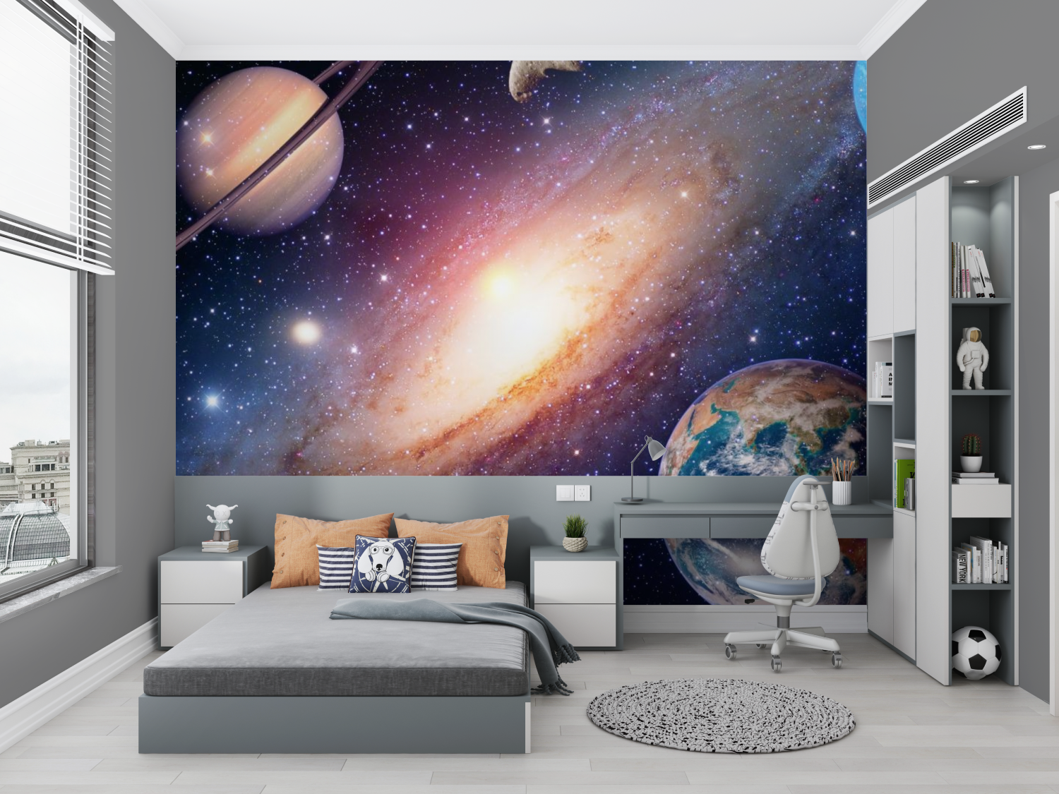 Wandbild-Weltraumtapete Nebel und Planeten