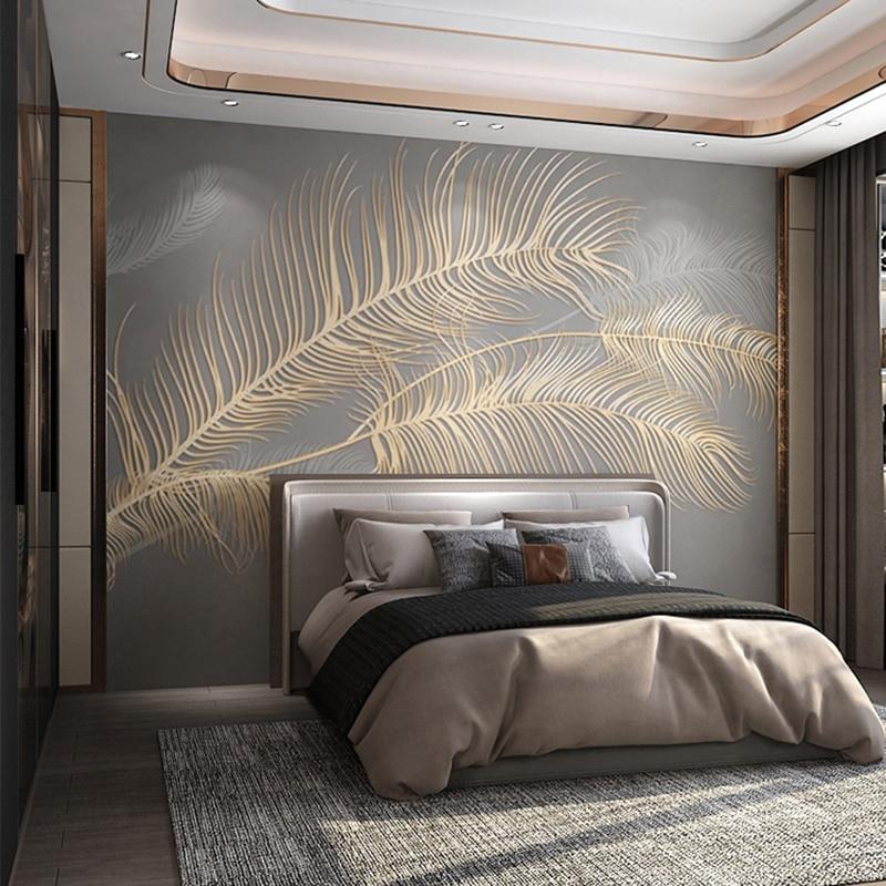 Gold and Grey Leaf Mural Wallpaper