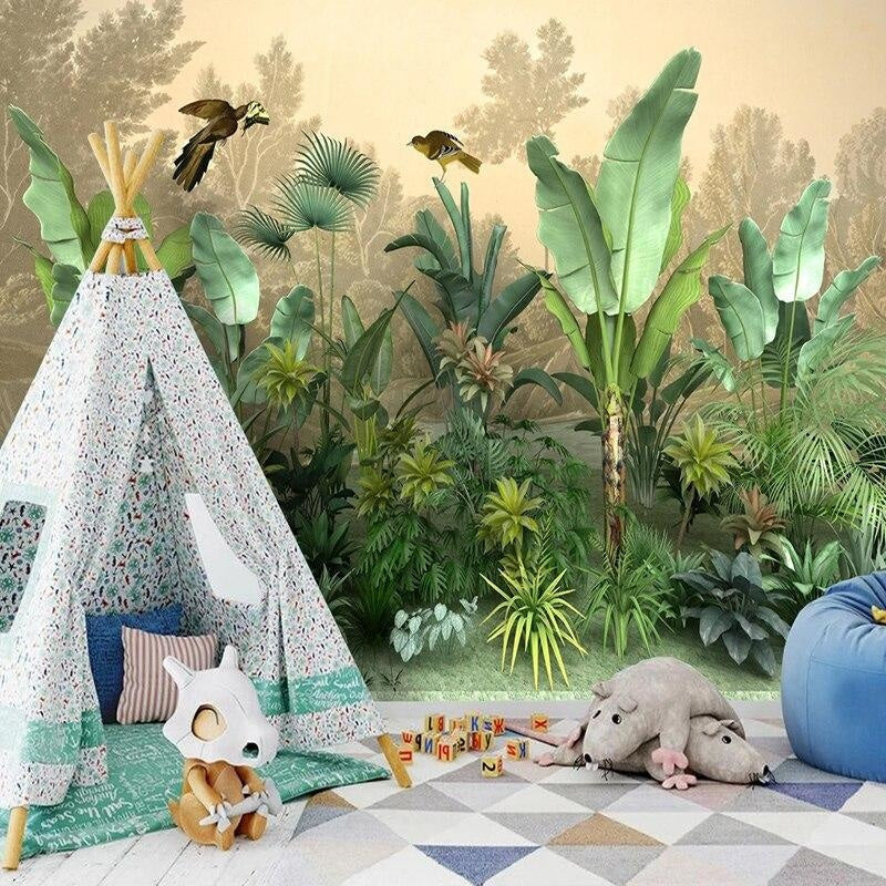 Blatt und Vogel Tapete | Wandbilder Tapete