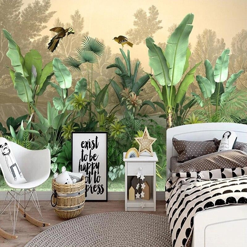Leaf and Bird Wallpaper | Murals Wallpaper