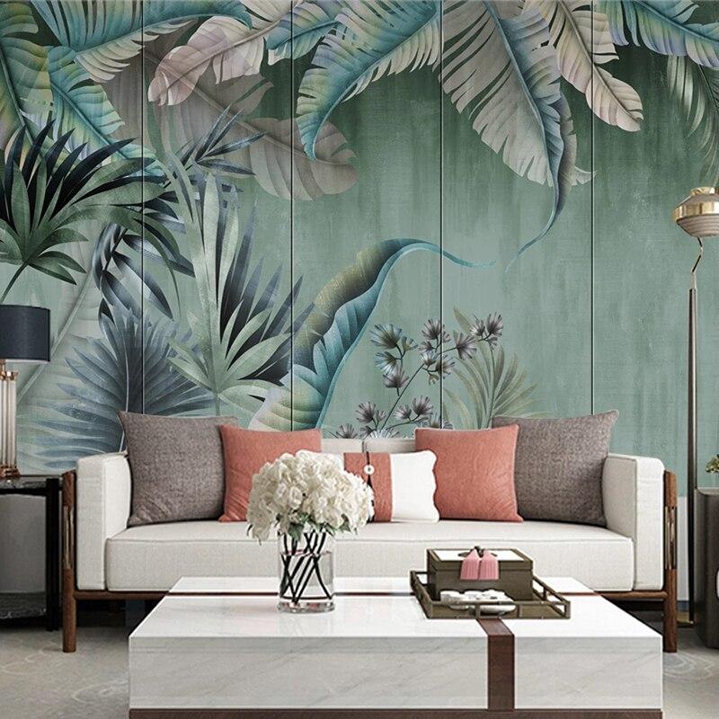 Tapete mit hellem Blattmotiv | Wandtapete