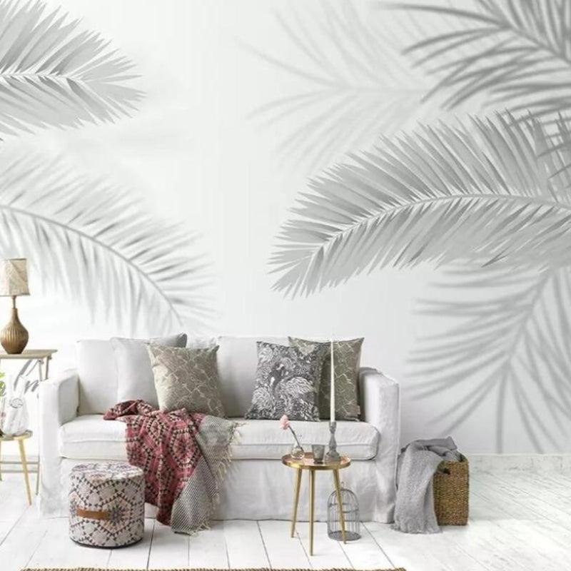 Mural Black and White Leaf Wallpaper