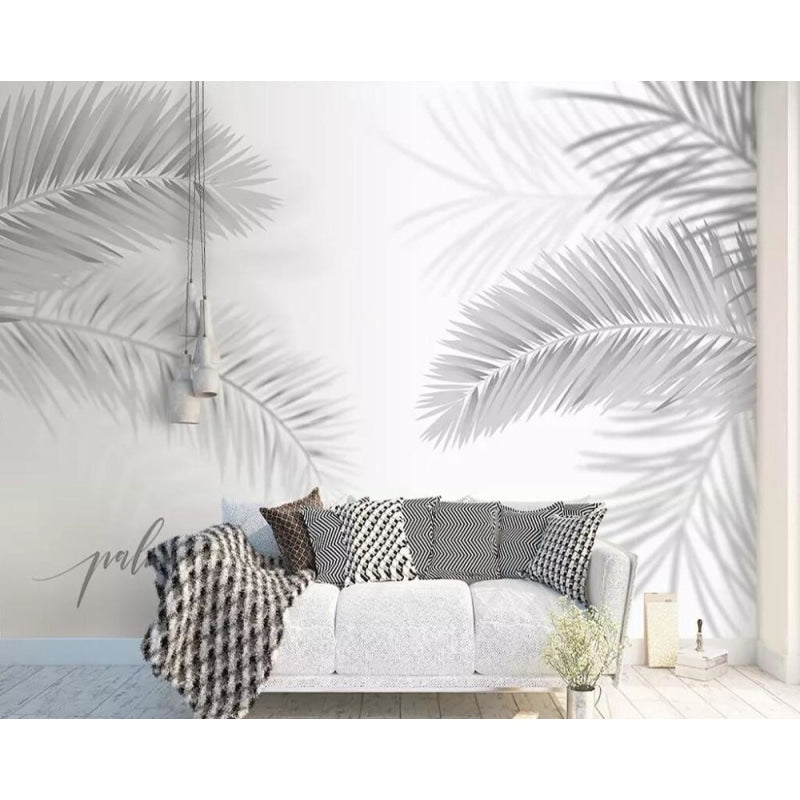 Mural Black and White Leaf Wallpaper