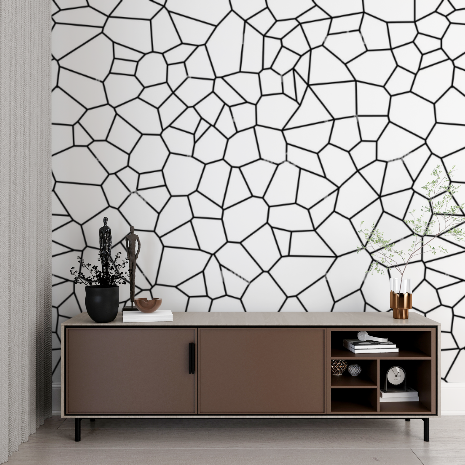 Mural Black and White Geometric Wallpaper