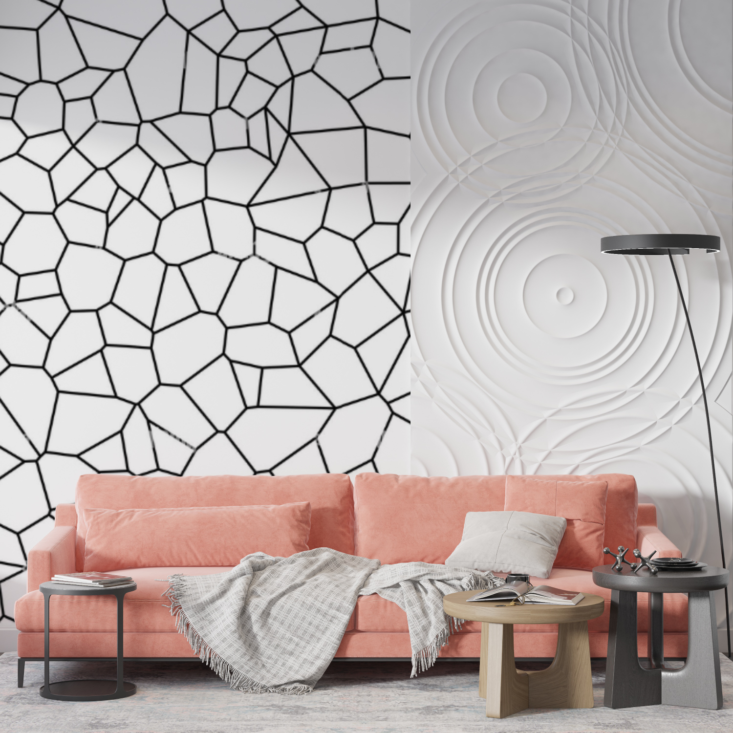 Mural Black and White Geometric Wallpaper