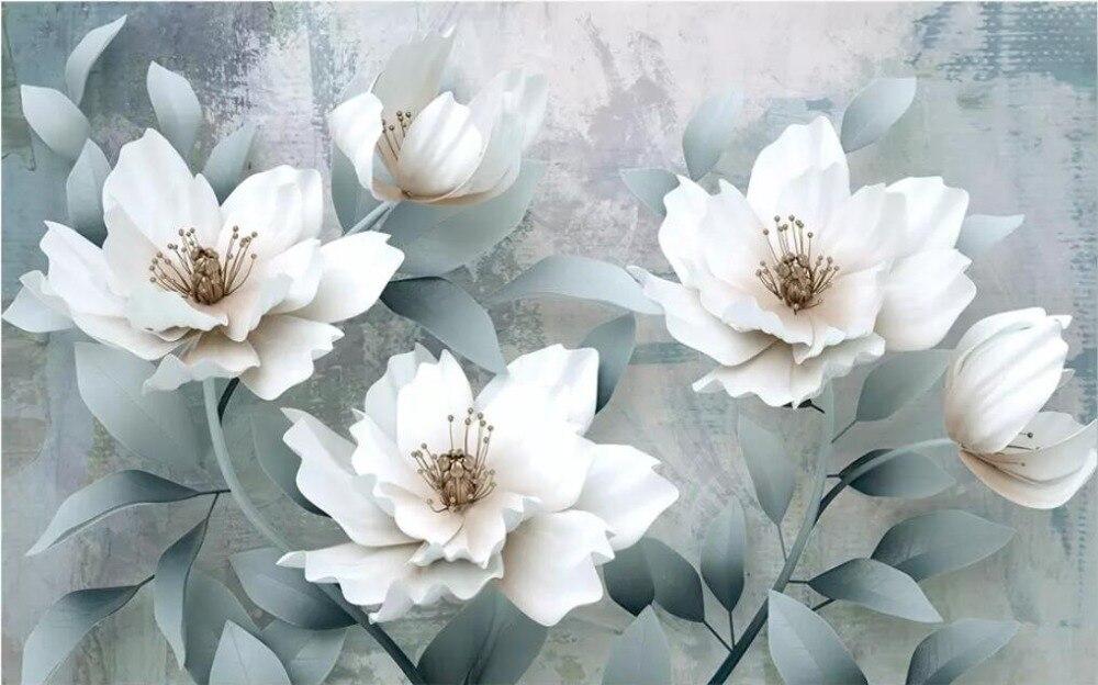 Mural Large White Flower Wallpaper