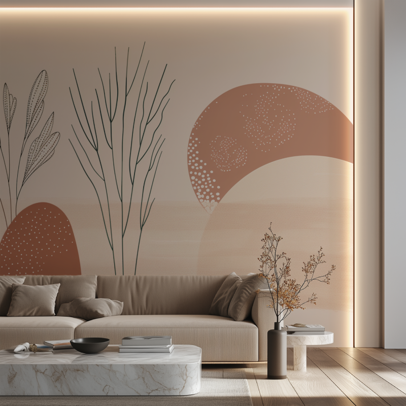 Wandbild Japandi Floral Panoramatapete