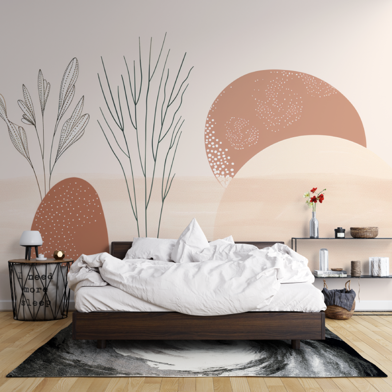 Wandbild Japandi Floral Panoramatapete