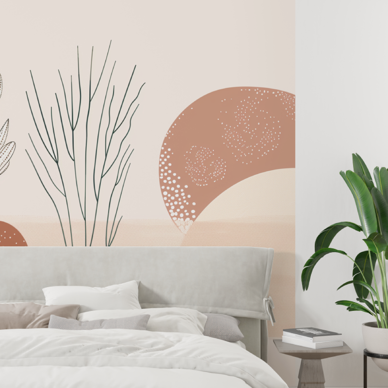 Wandbild Japandi Floral Panoramatapete