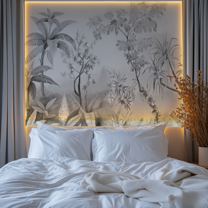 Mural Black and White Jungle Wallpaper