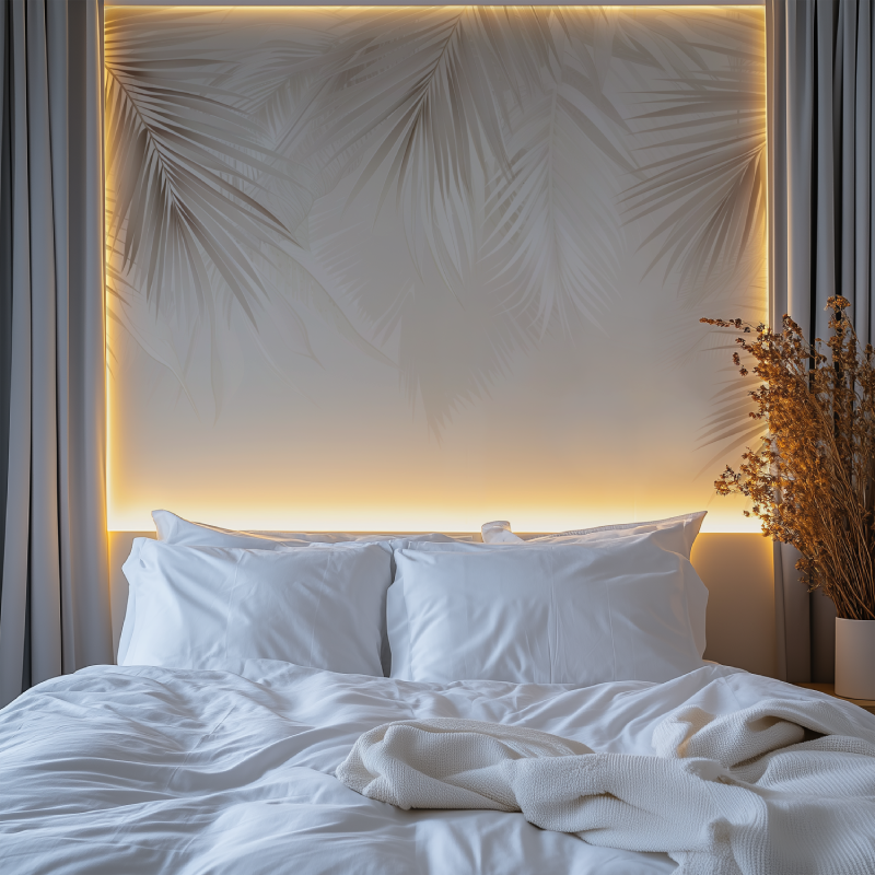 Wandtapete mit beigem Palmenmotiv