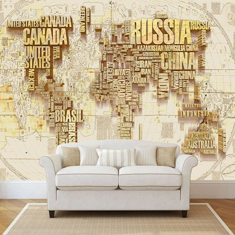 World Map Trompe L'Oeil Wallpaper | Murals Wallpaper
