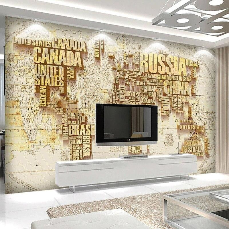 World Map Trompe L'Oeil Wallpaper | Murals Wallpaper