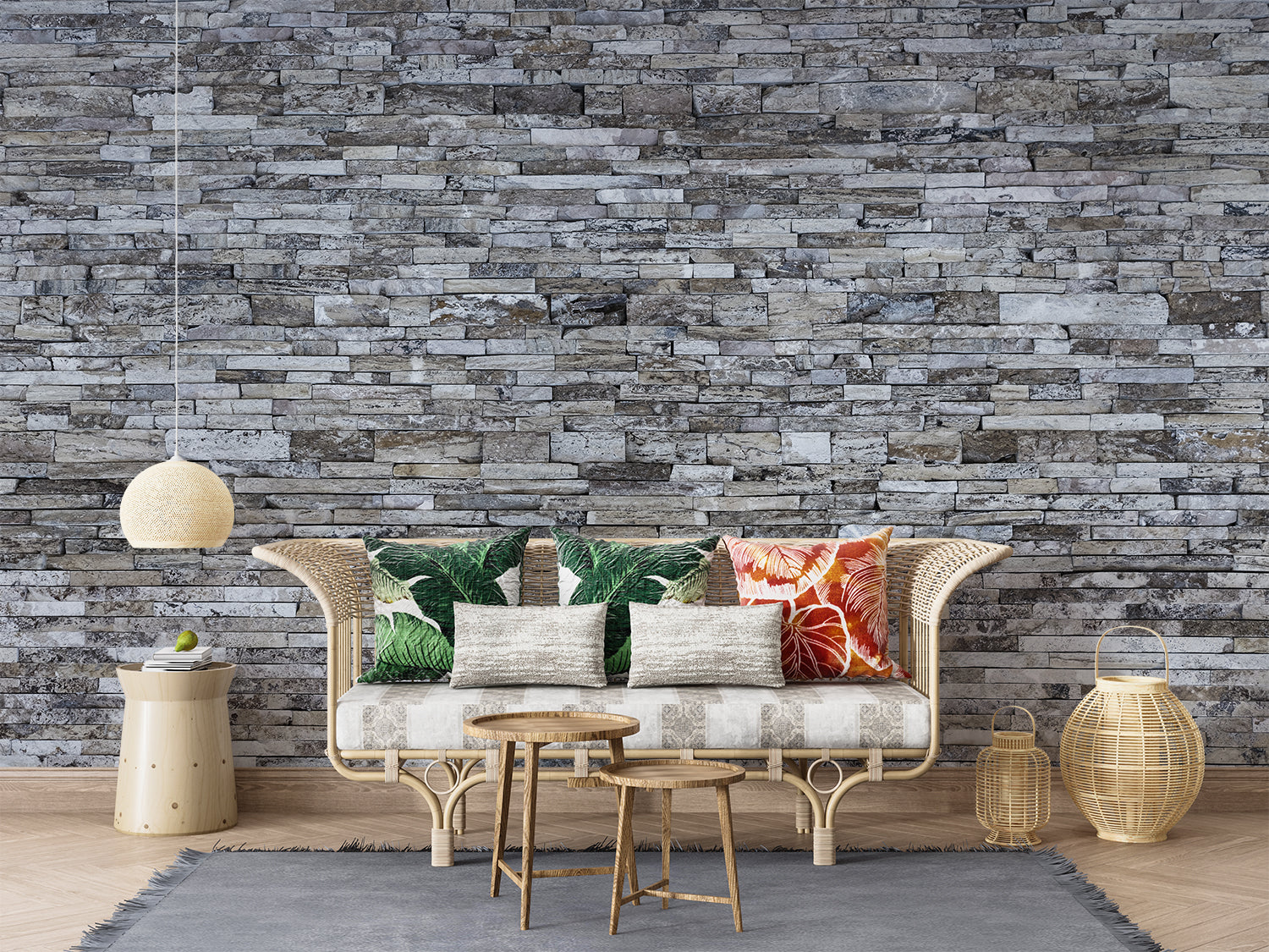 Mural Grey 3D Brick Wallpaper