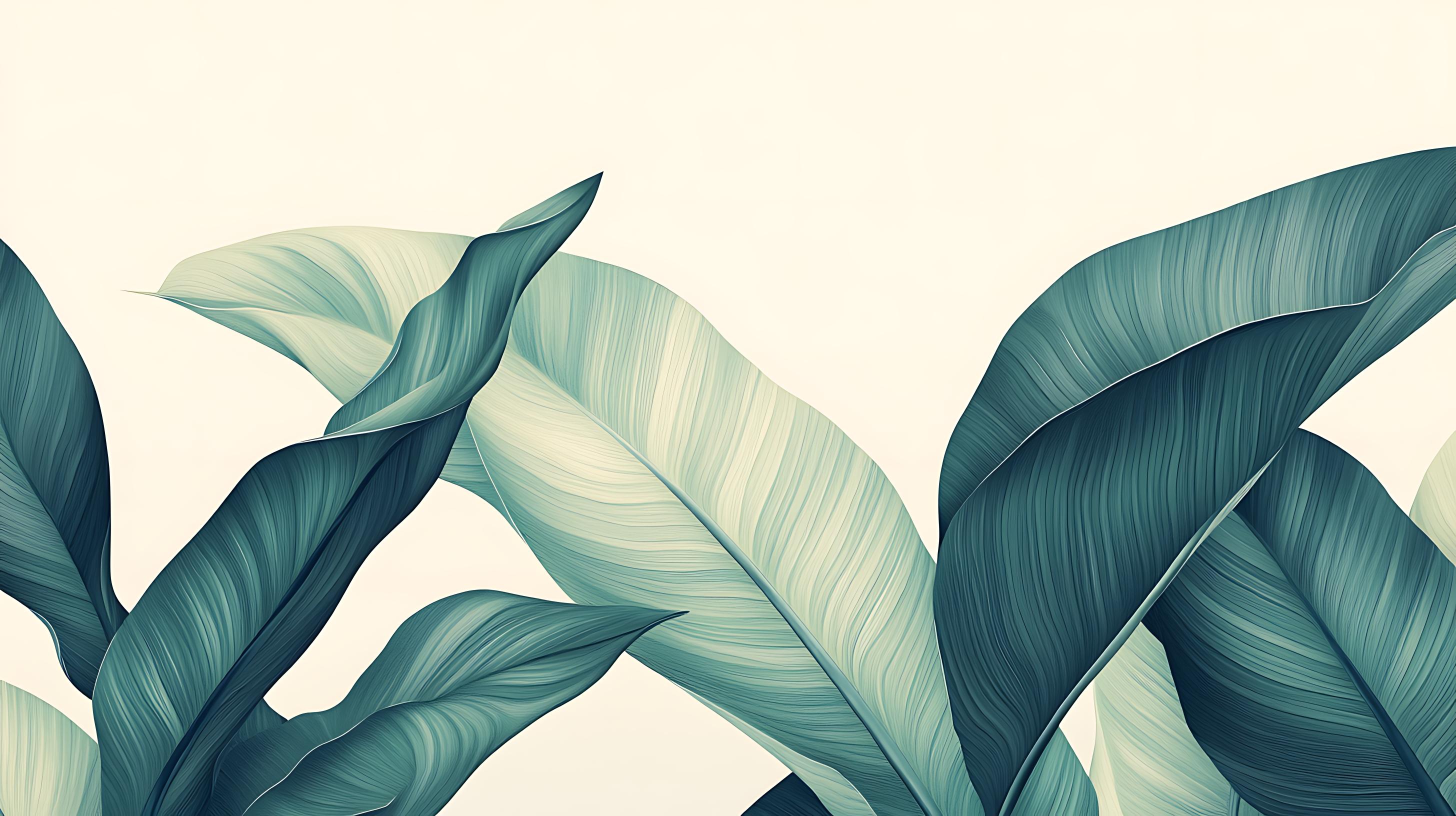 Mural Teal and White Wallpaper