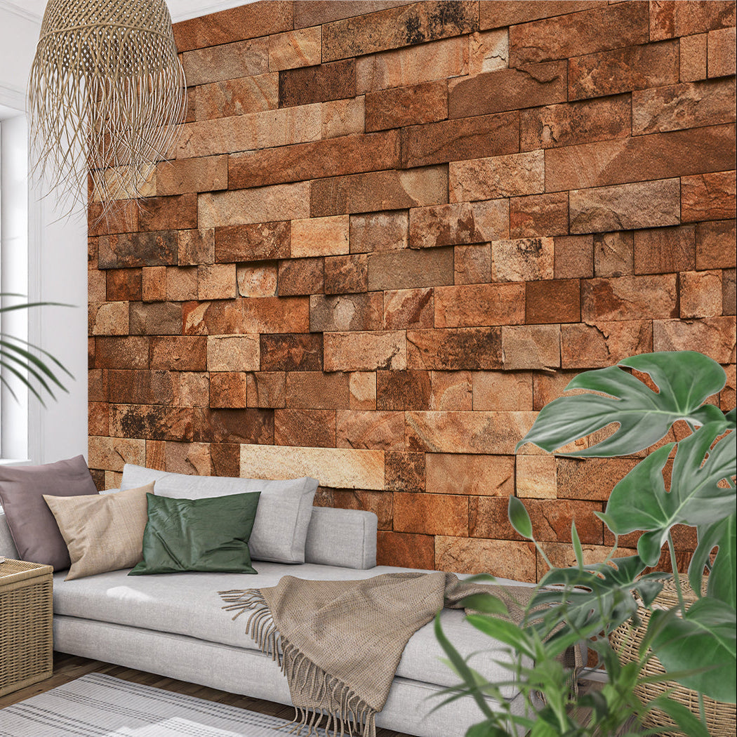 Mural Brick Wood Wallpaper