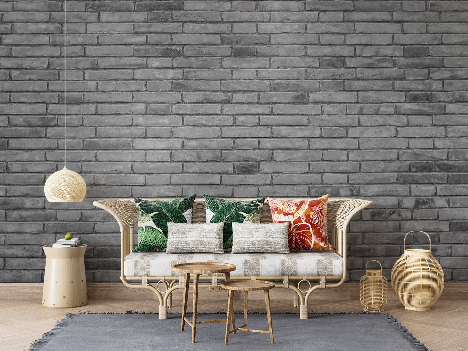 Papier Peint Brique Gris Foncé