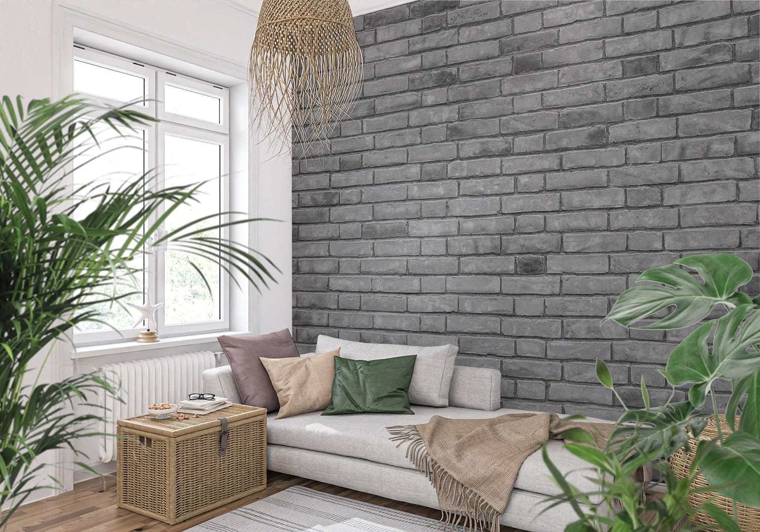 Papier Peint Brique Gris Foncé