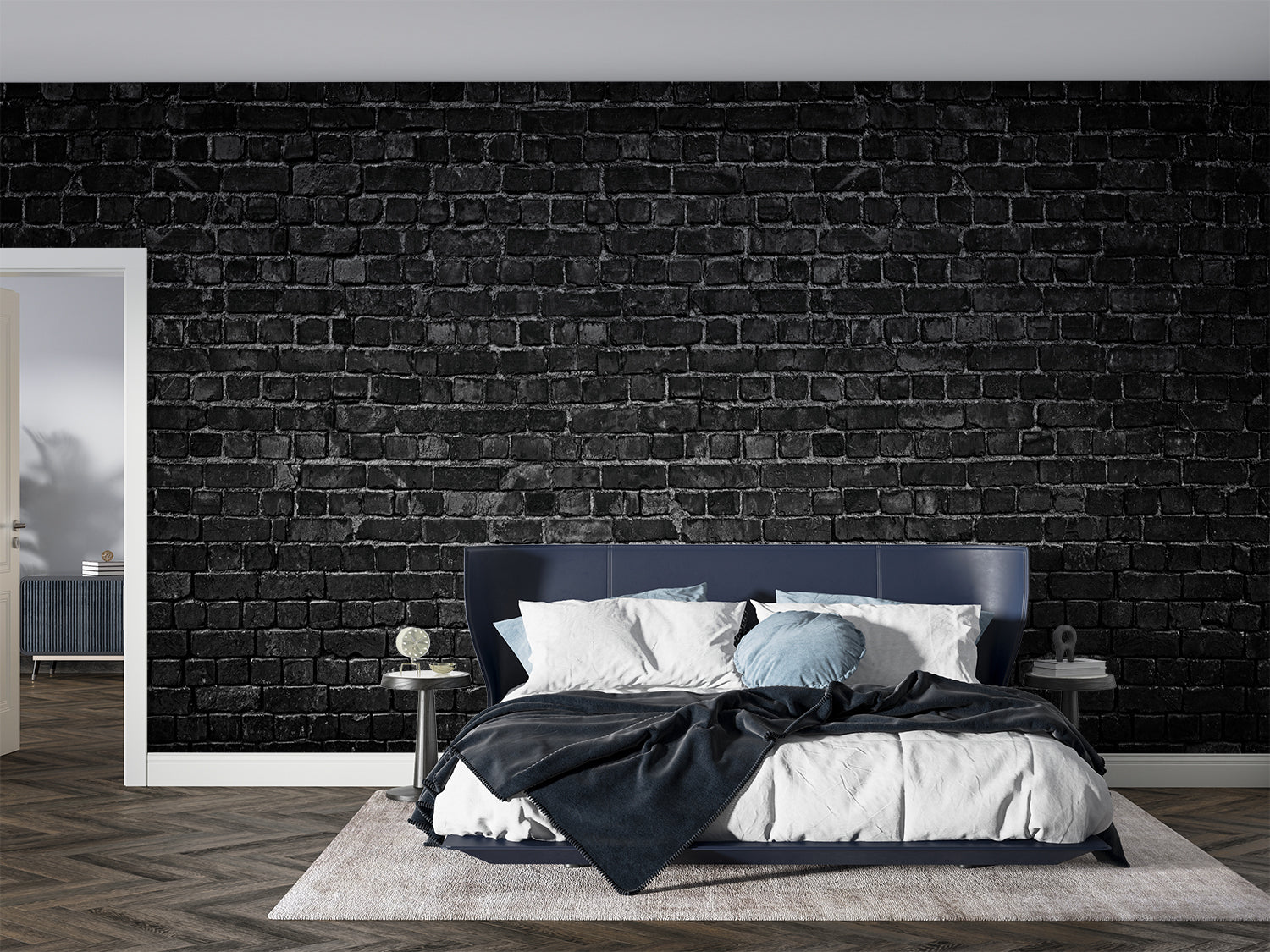Black Brick Effect Wallpaper | Murals Wallpaper