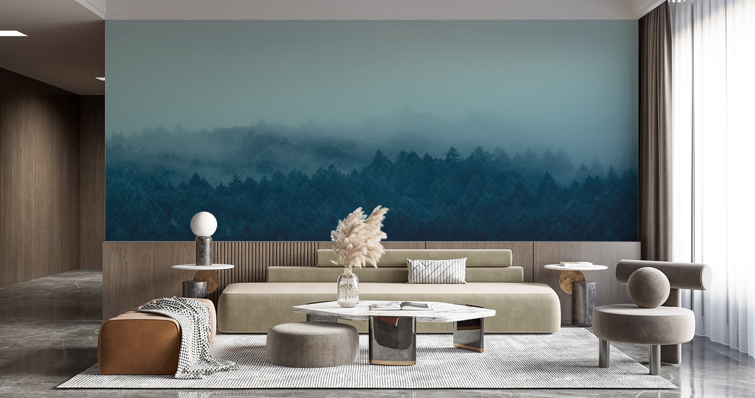 Papier Peint Foret Bleu