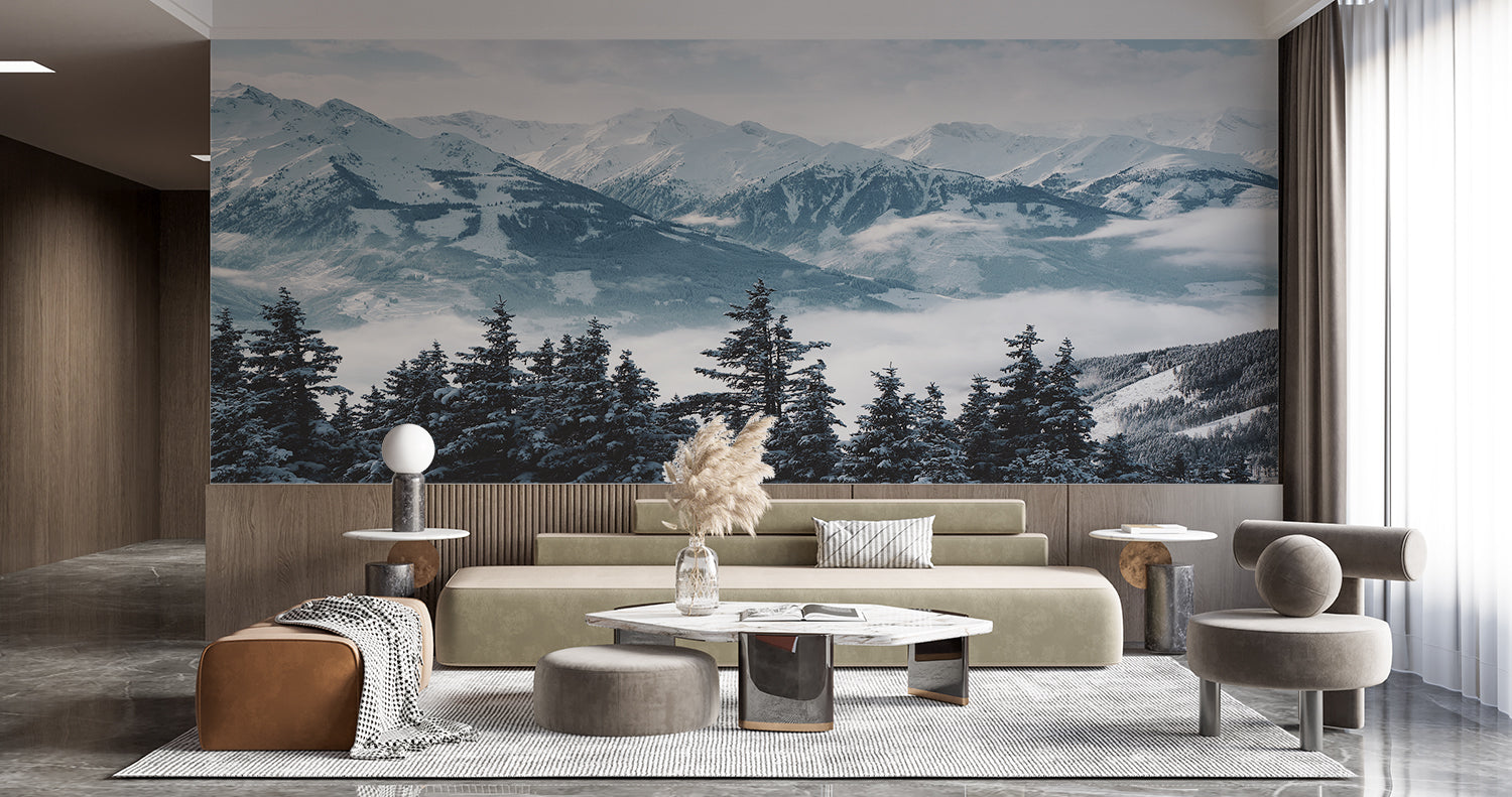 Verschneite Waldtapete | Wandbilder Tapete