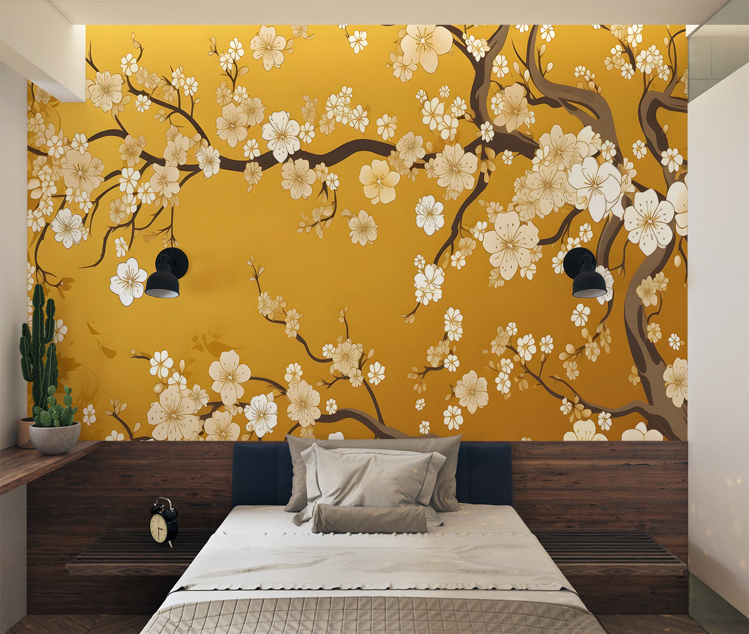 Mural Yellow Japanese Wallpaper