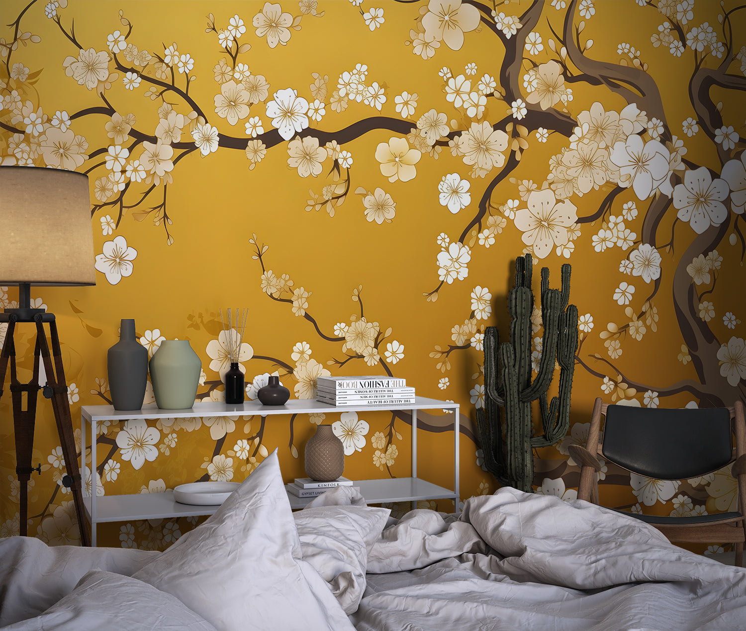 Mural Yellow Japanese Wallpaper