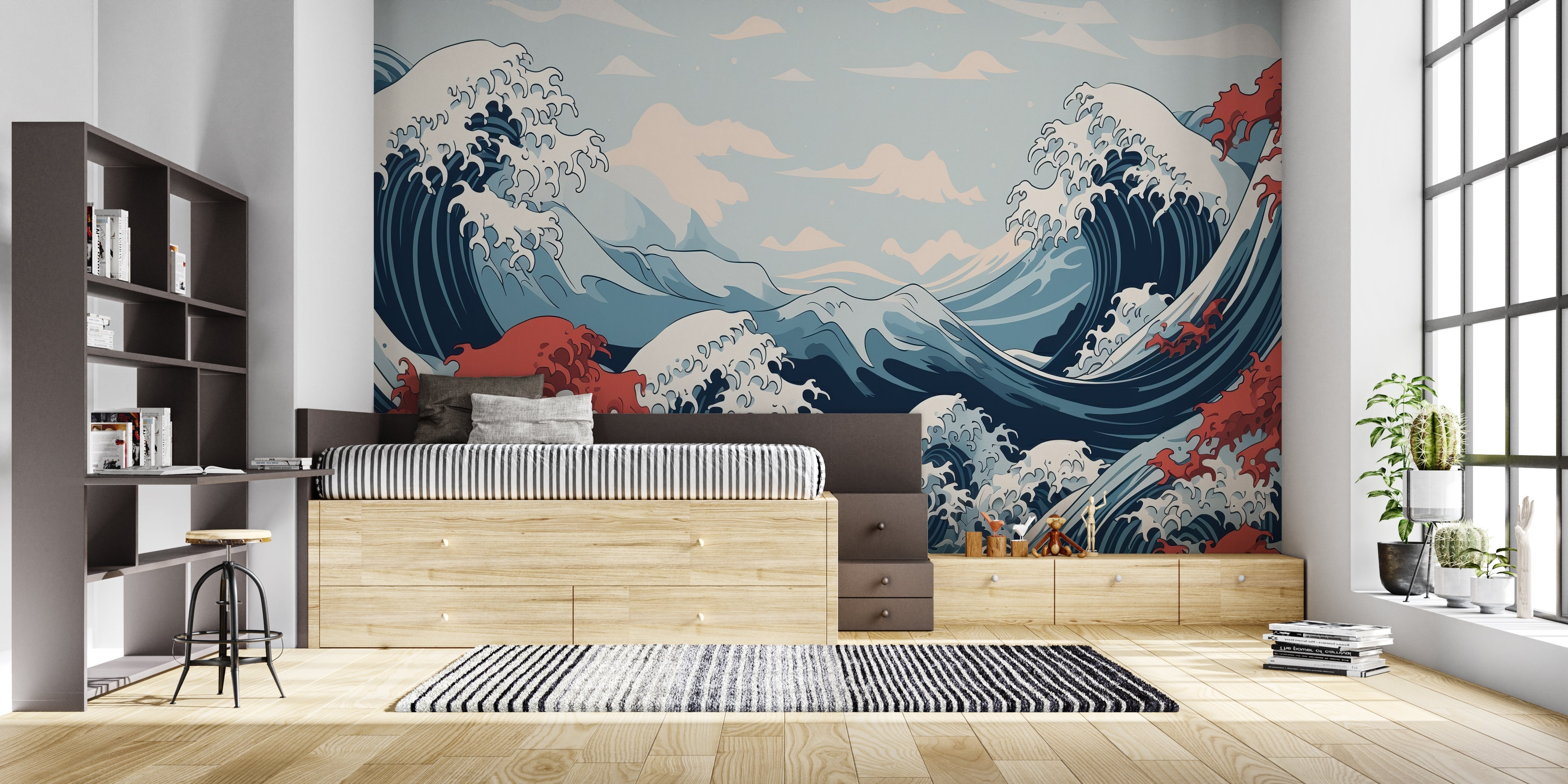 Mural Hokusai Wave Mural Wallpaper