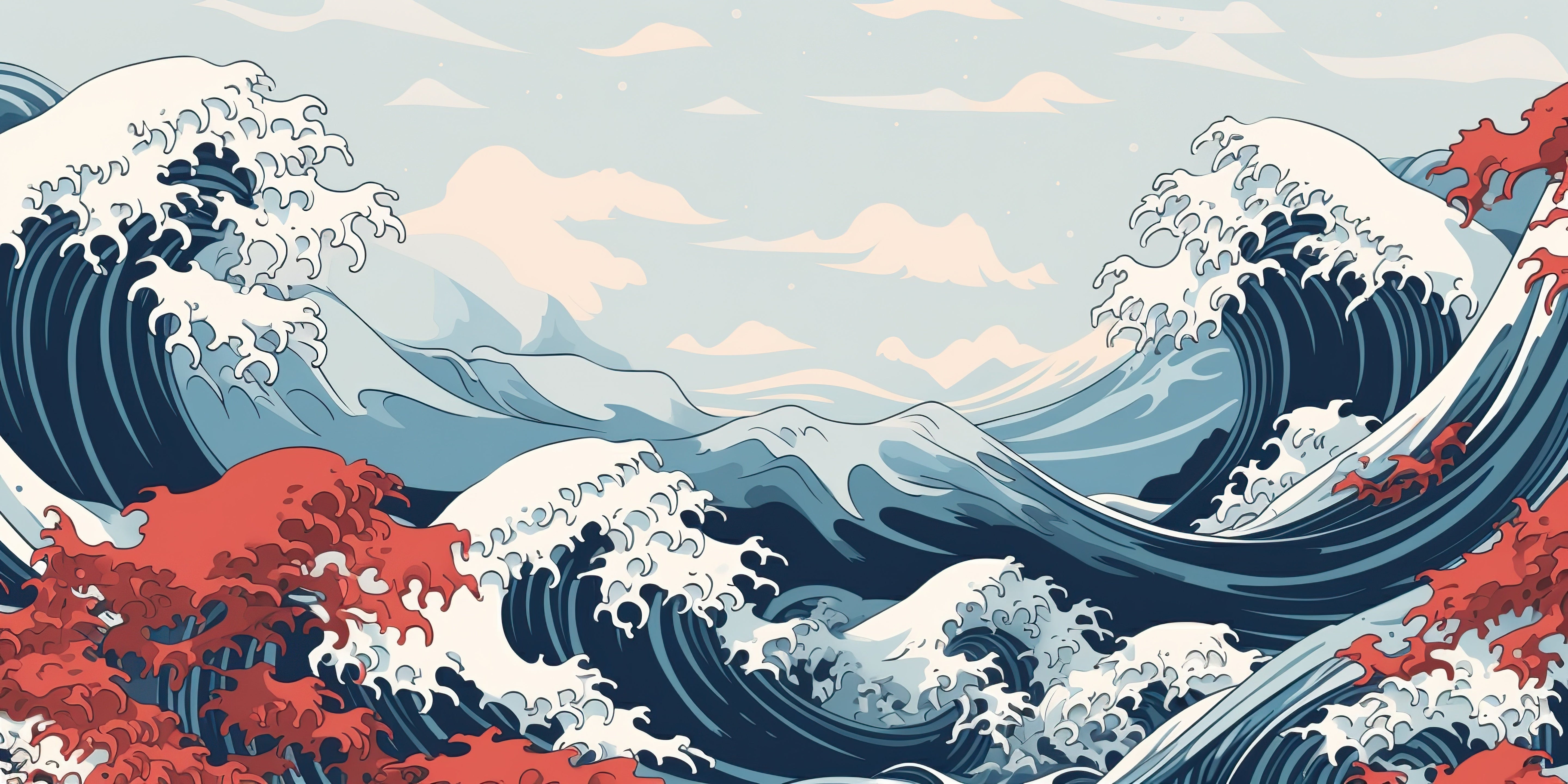 Mural Hokusai Wave Mural Wallpaper
