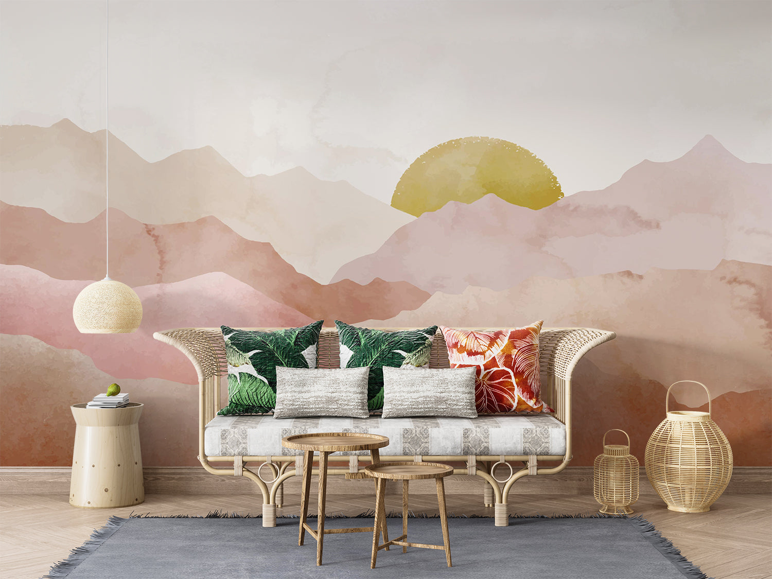 Graphic Watercolor Moutains Mural Wallpaper