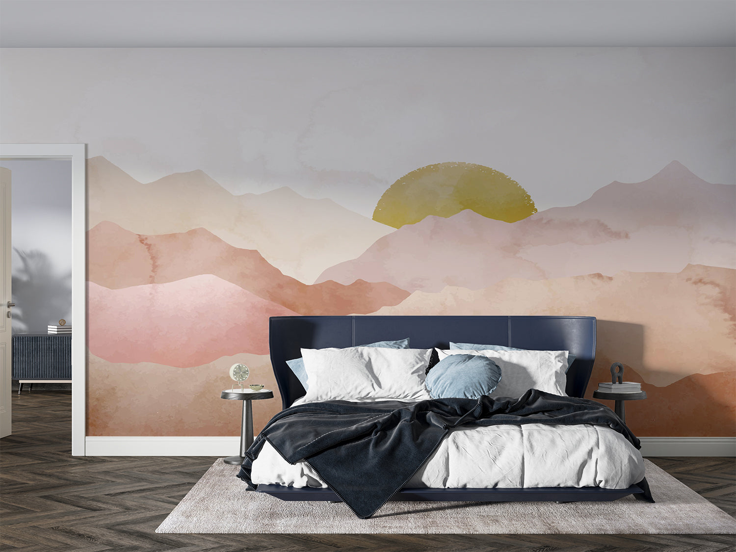 Graphic Watercolor Moutains Mural Wallpaper